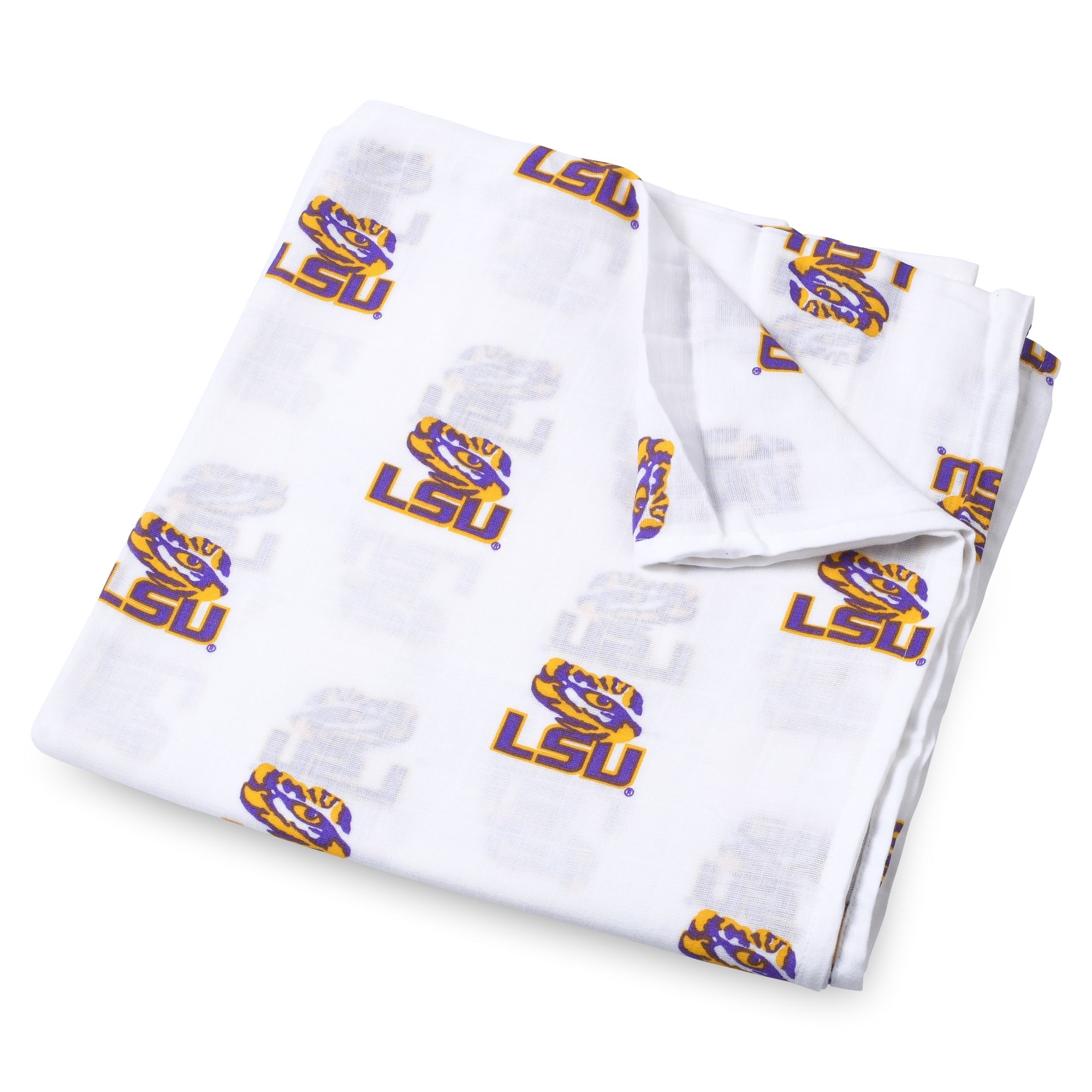 Louisiana State University Muslin Swaddle Blanket – Officially Licensed LSU Baby Swaddle | Soft Breathable 47x47 Tigers Blanket