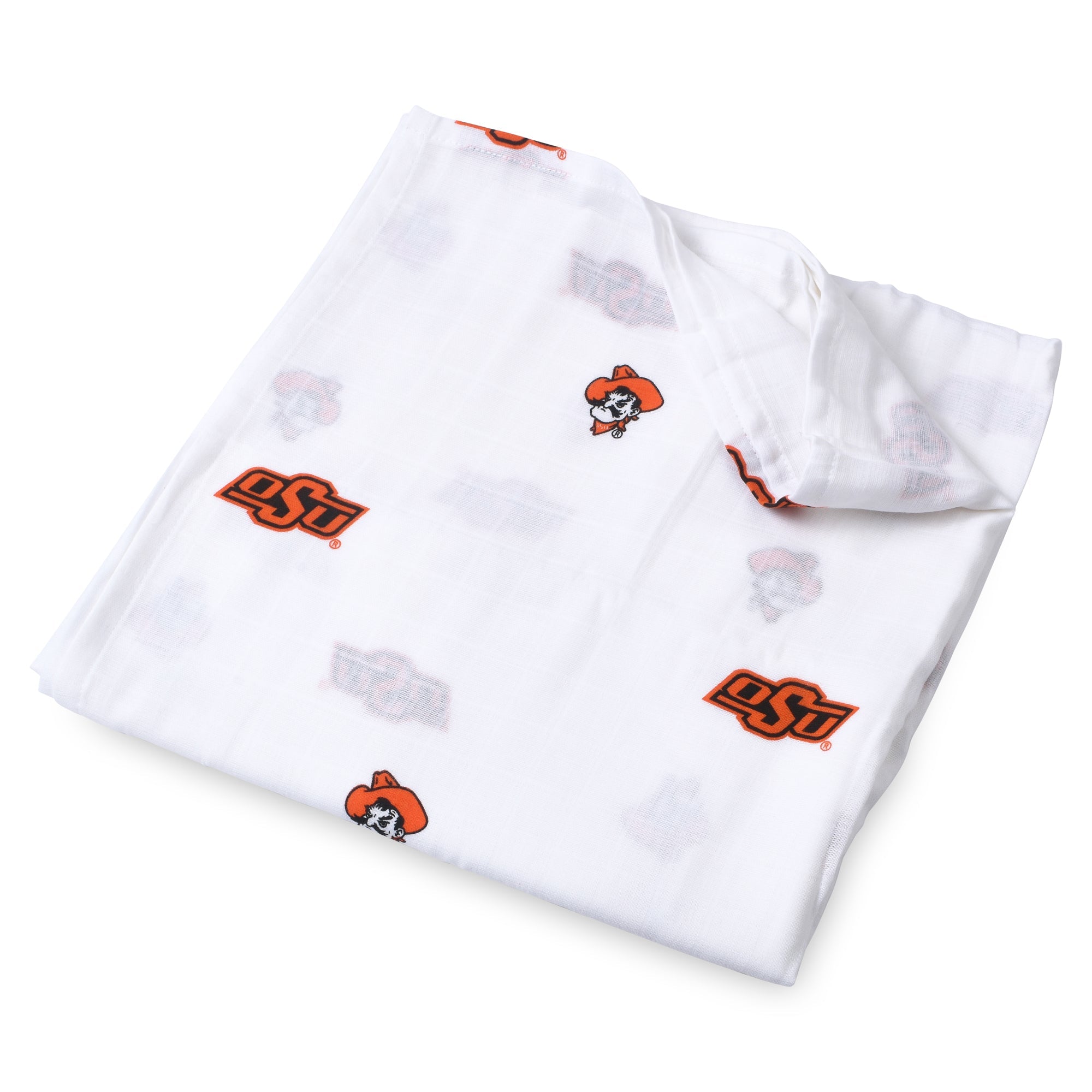 Oklahoma State University Cowboys Muslin Swaddle Blanket – Soft Breathable 47x47 Baby Blanket | Officially Licensed OSU Gift