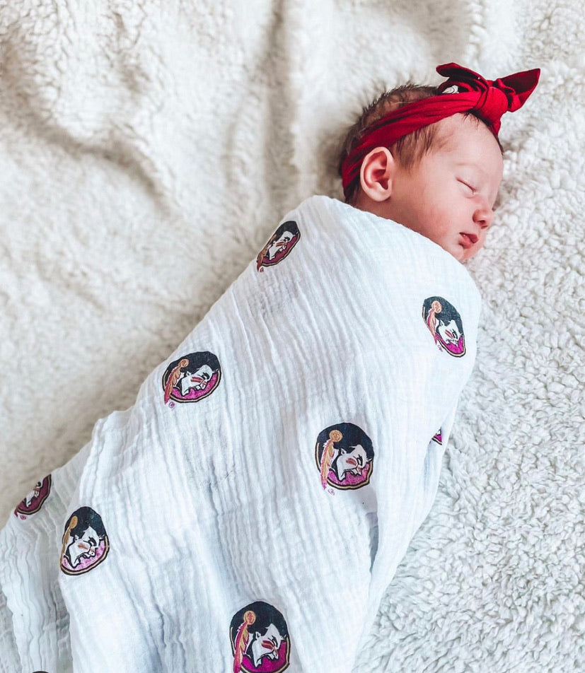 Florida State University Muslin Swaddle Blanket – Officially Licensed FSU Baby Swaddle | Soft Breathable 47x47 Seminoles Blanket