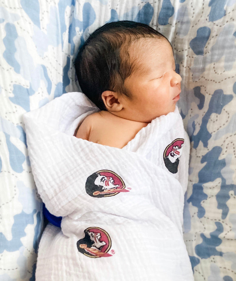 Florida State University Muslin Swaddle Blanket – Officially Licensed FSU Baby Swaddle | Soft Breathable 47x47 Seminoles Blanket