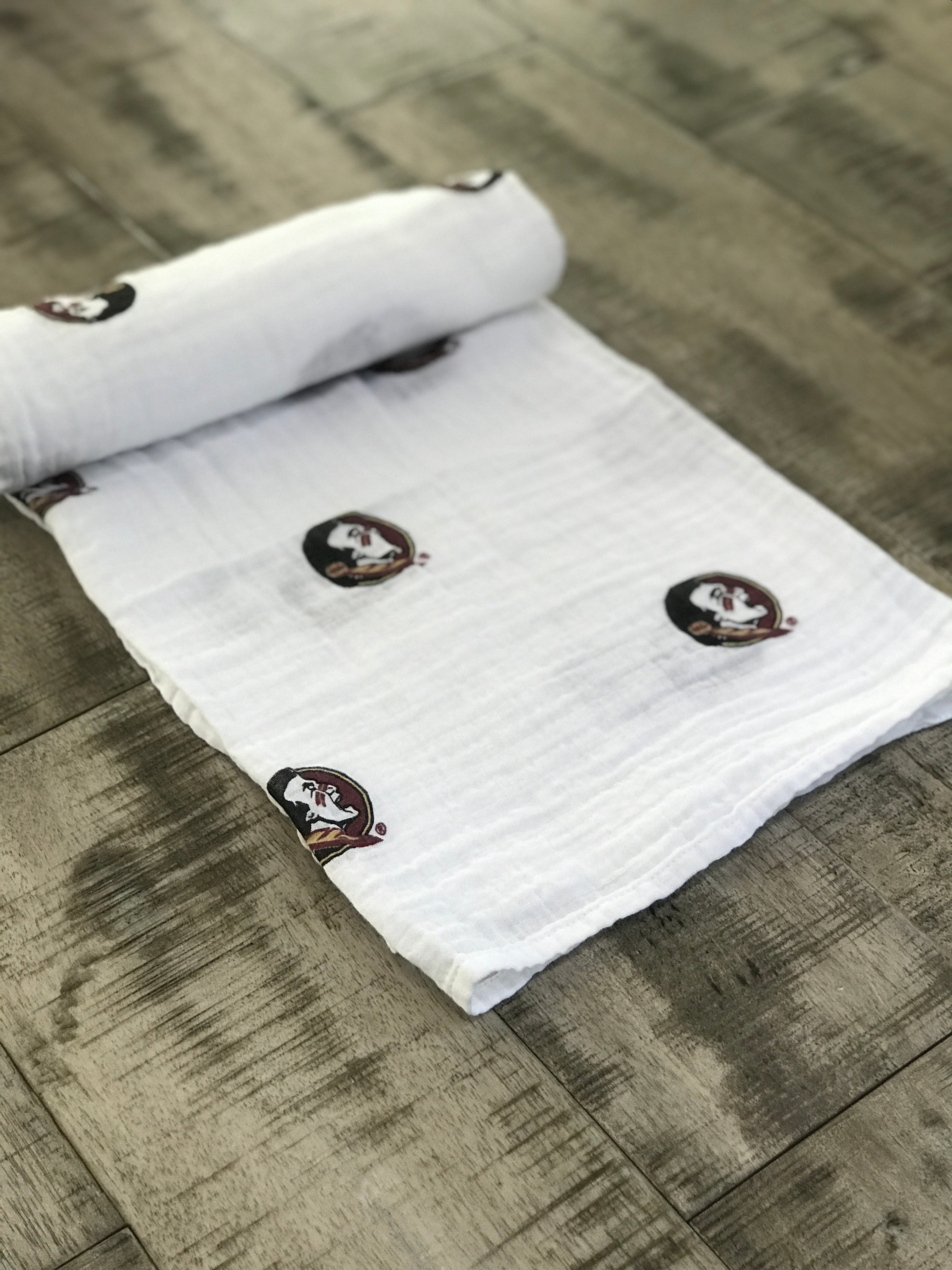 Florida State University Muslin Swaddle Blanket – Officially Licensed FSU Baby Swaddle | Soft Breathable 47x47 Seminoles Blanket