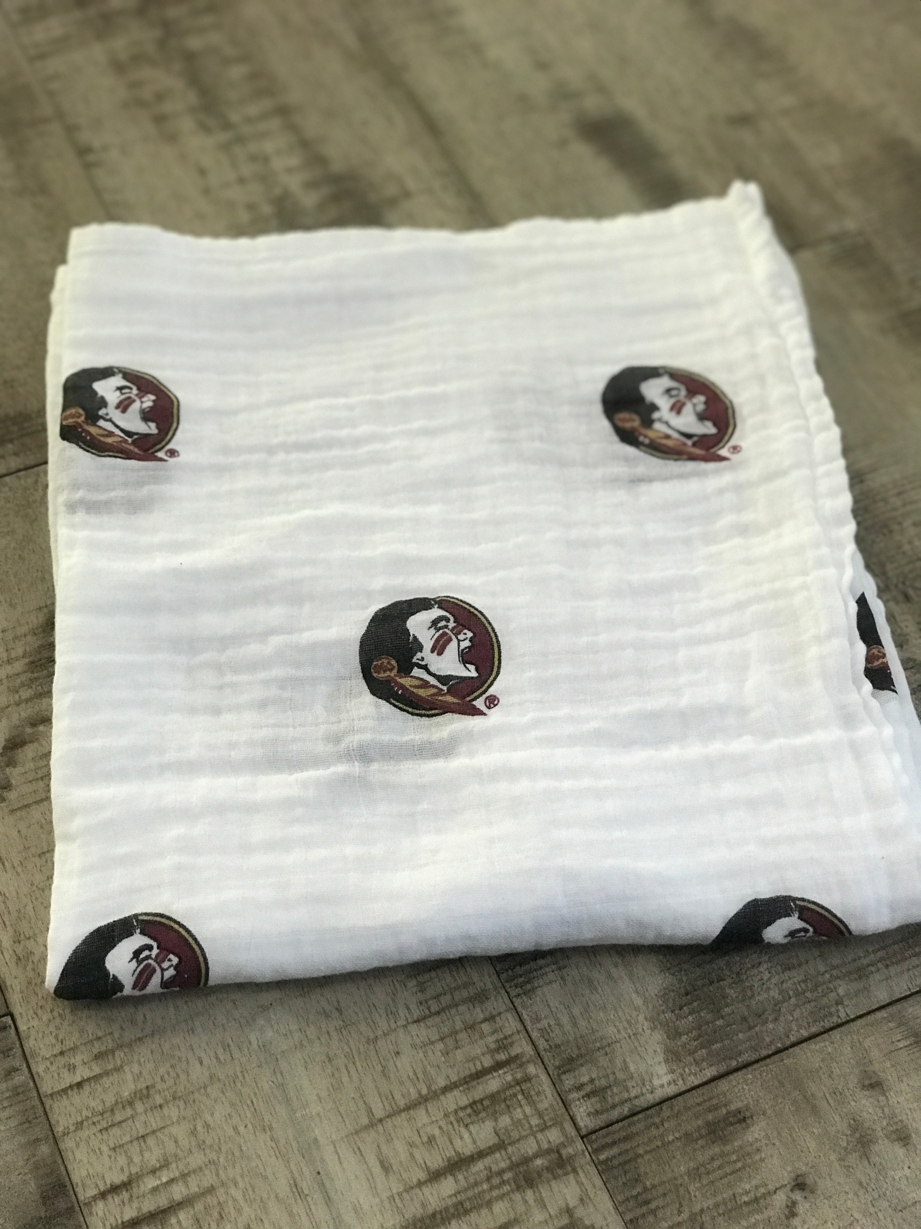 Florida State University Muslin Swaddle Blanket – Officially Licensed FSU Baby Swaddle | Soft Breathable 47x47 Seminoles Blanket